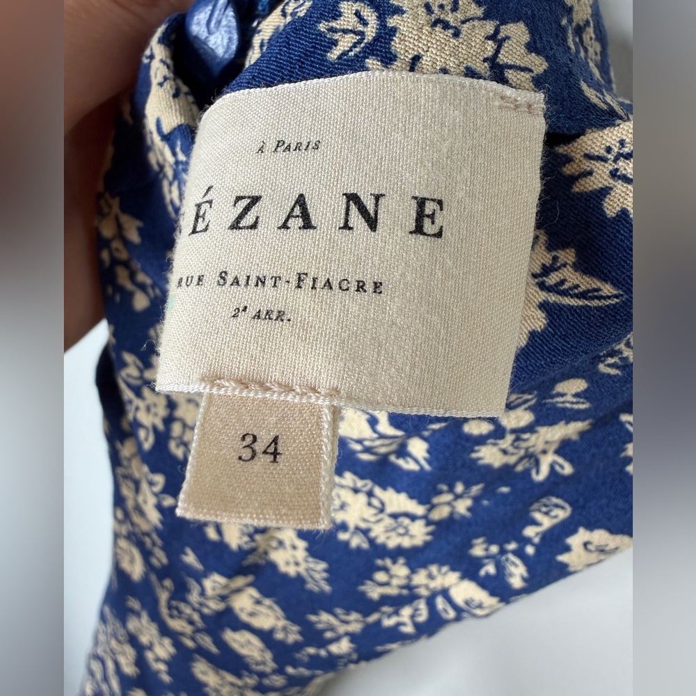 Sezane Marguarita Blue Floral Midi Slip Dress with Spaghetti Straps - Picture 5 of 5